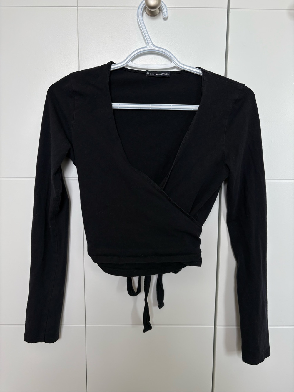 Brandy Melville Black Wrap Top